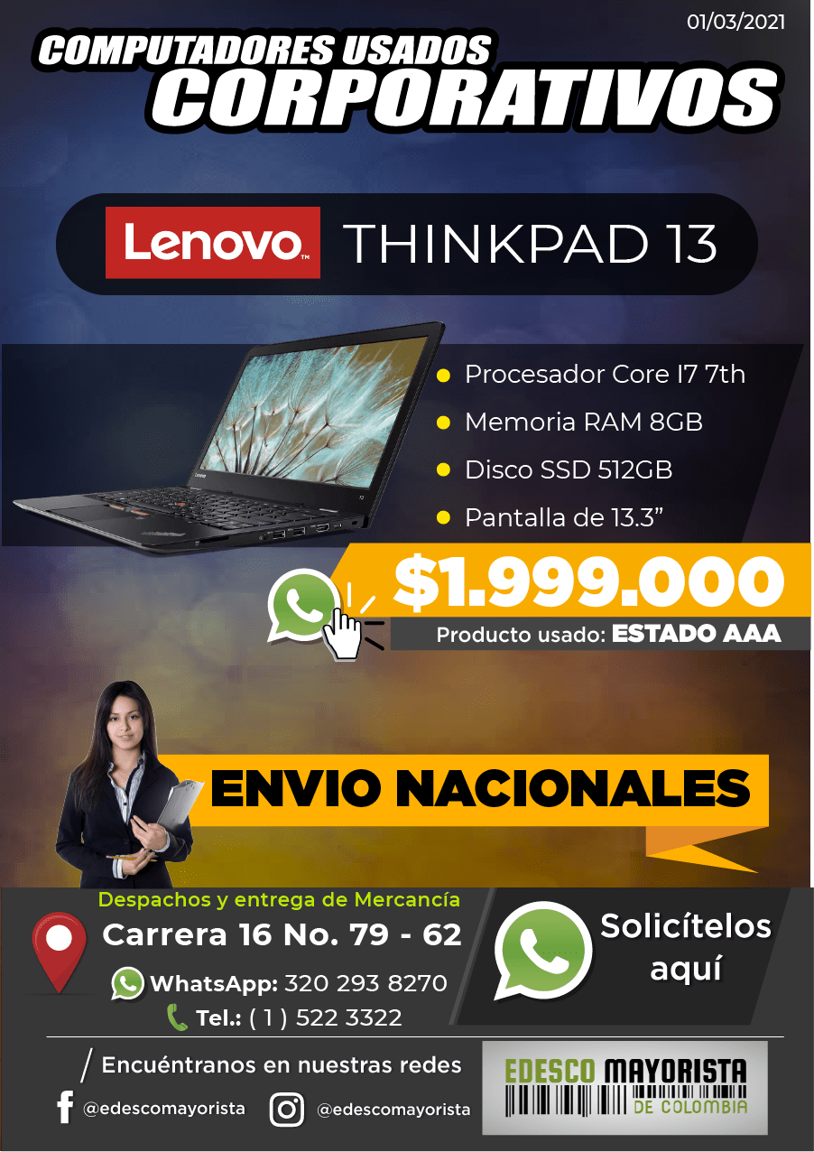 Portátil Lenovo ThinkPad 13