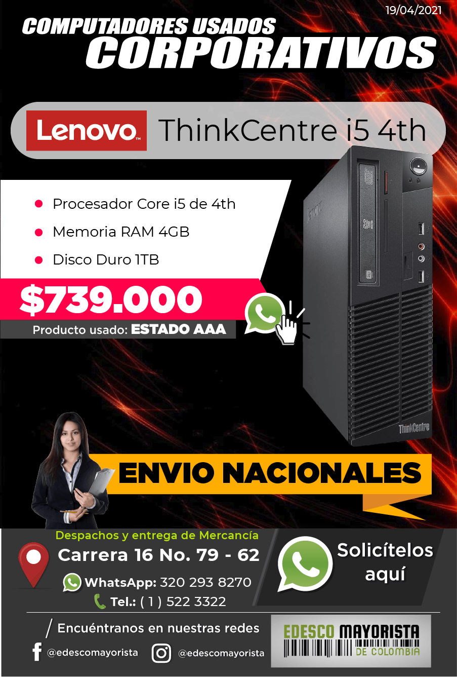 Torre Lenovo ThinkCentre i5 4th