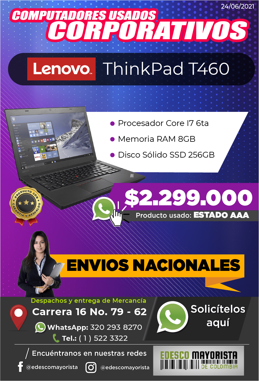 Portátil Lenovo ThinkPad T460