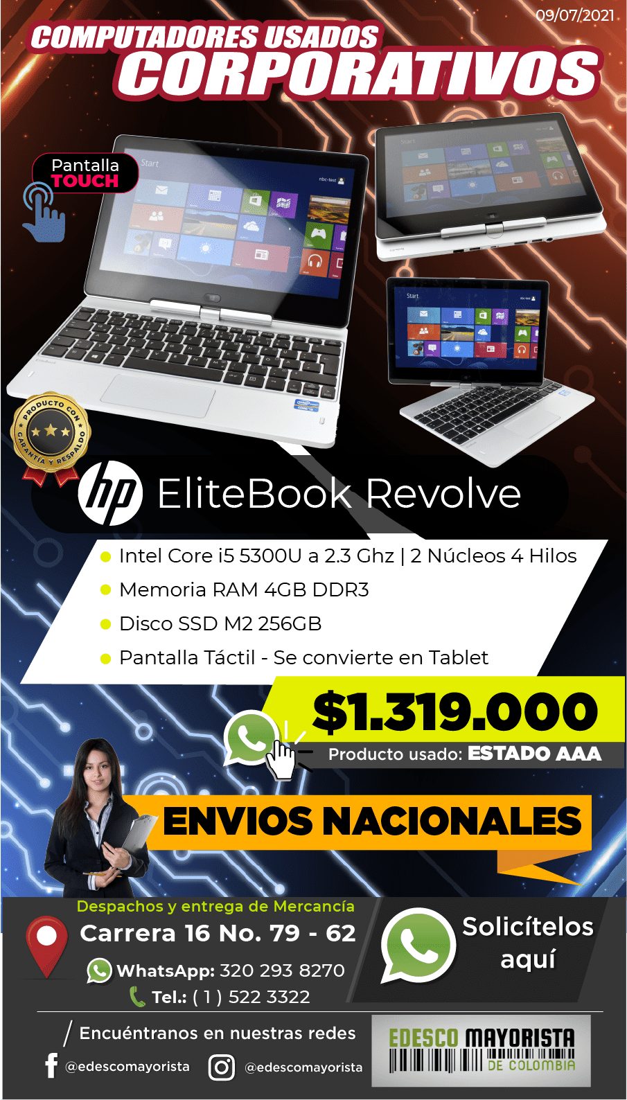 Portátil Tablet HP EliteBook Revolve i5  5th SSD