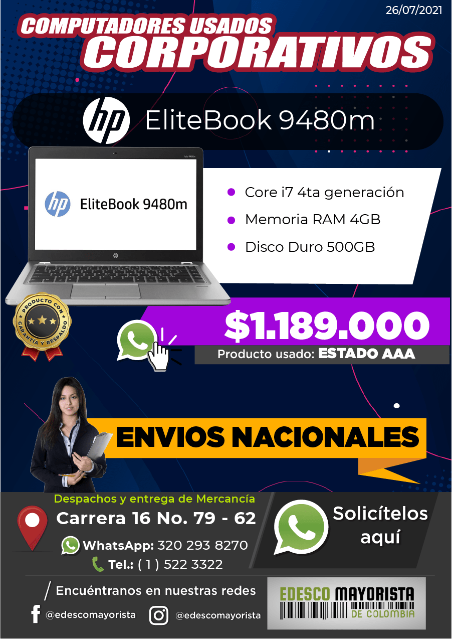 Portátil HP EliteBook 9480m