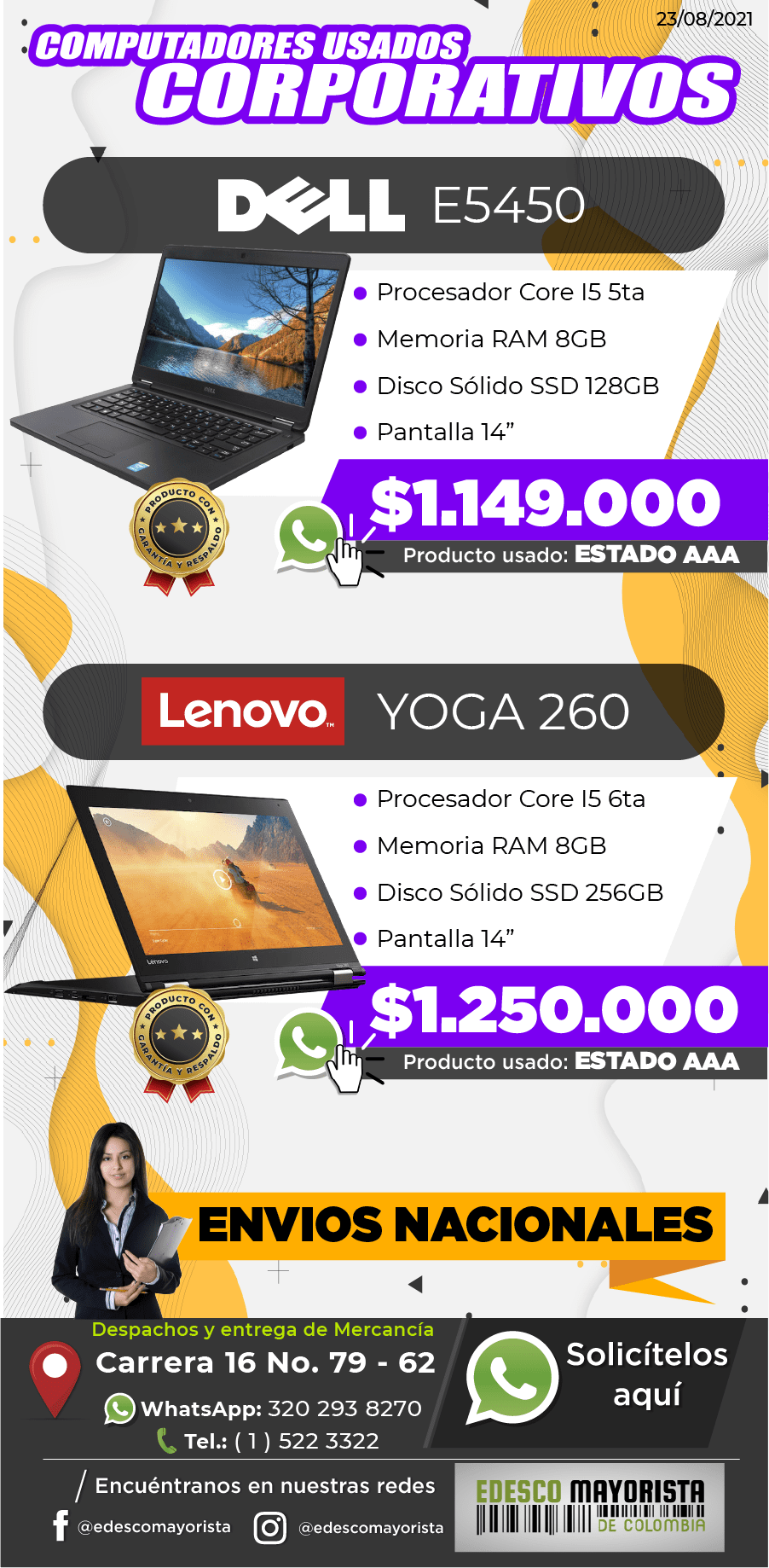 Portátil DELL E5450 - Lenovo Yoga 260