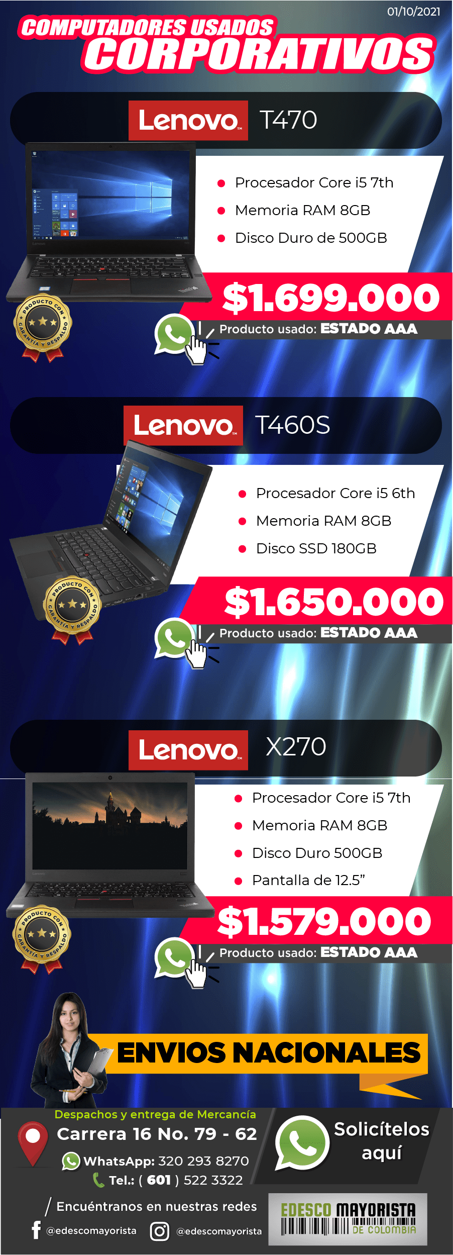 Portatiles Lenovo T470 - T460S - X270