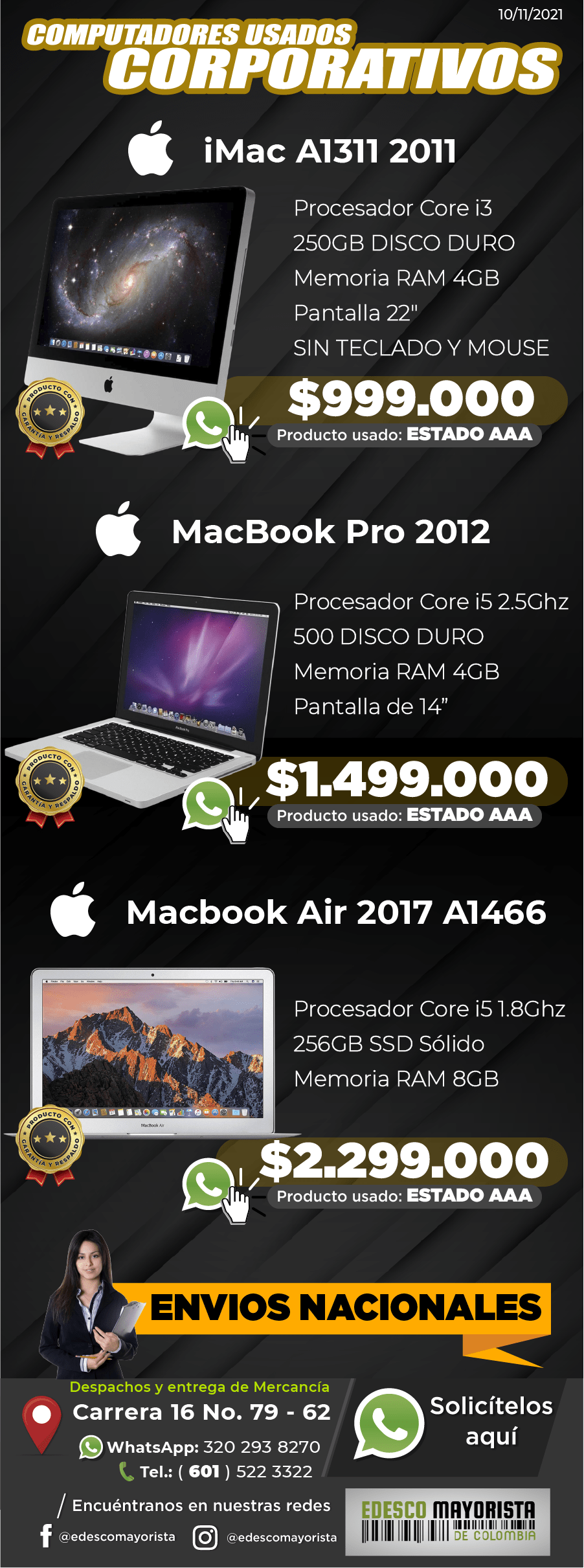 iMac 2011 - Macbook Pro 2012 - Macbook Air 2017