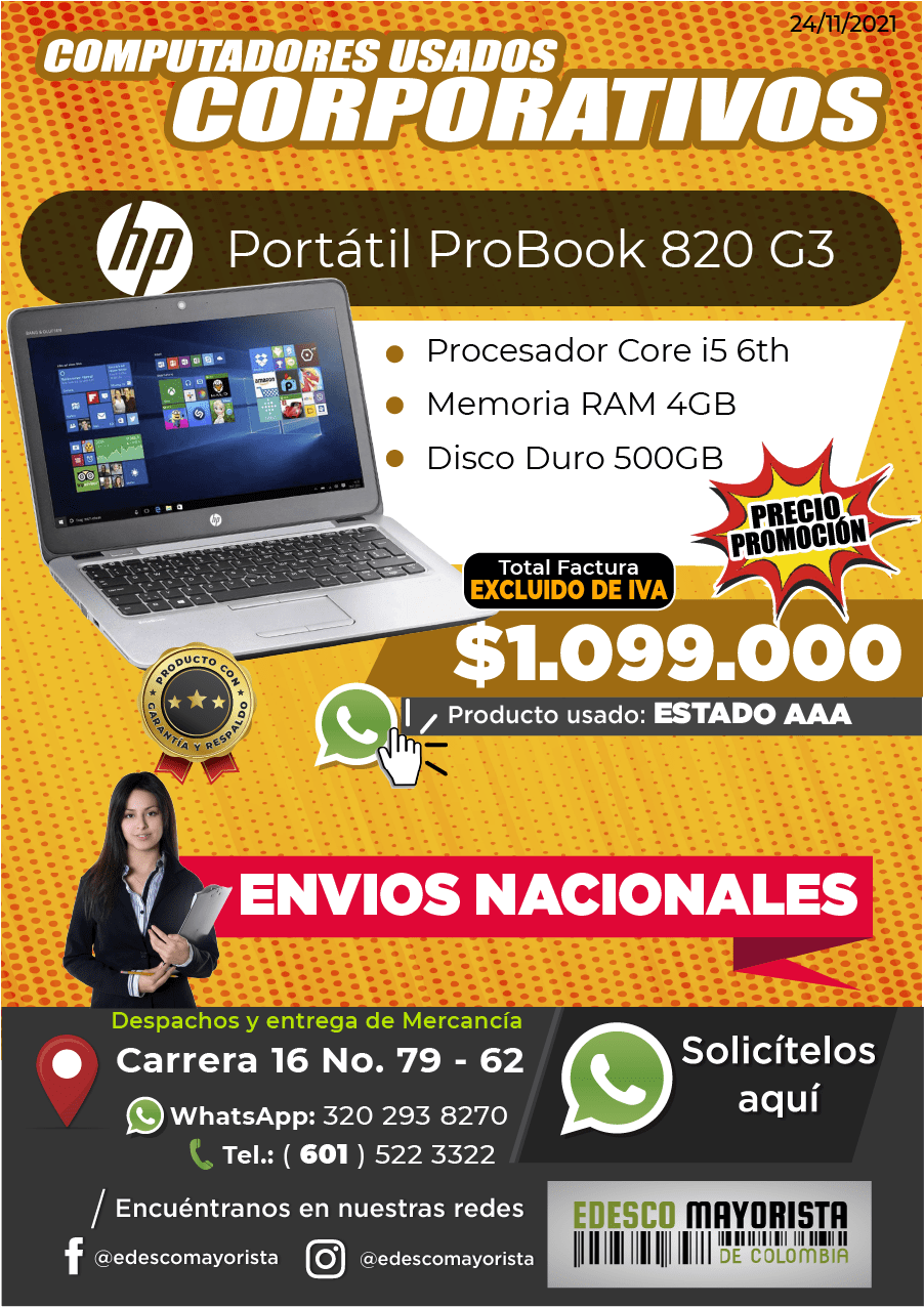 Portátil HP ProBook 820 G3