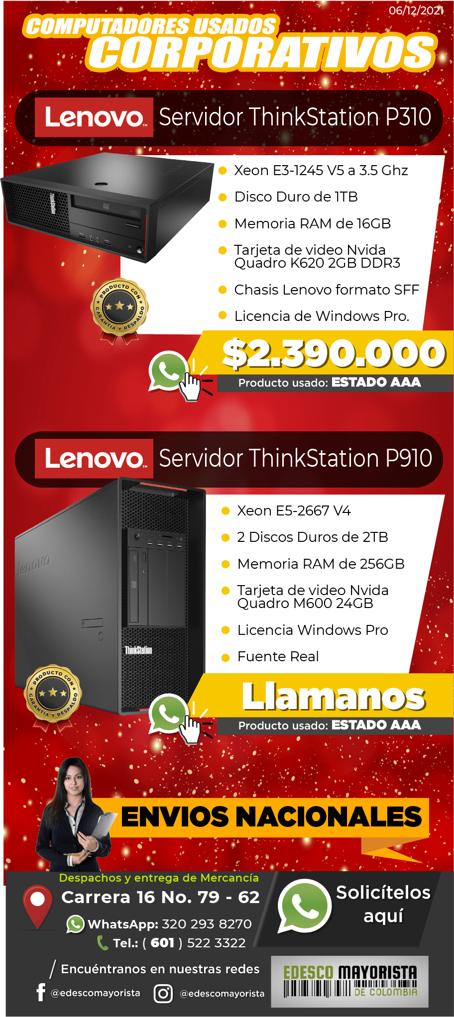 Servidores Lenovo ThinkStation P310 - P910