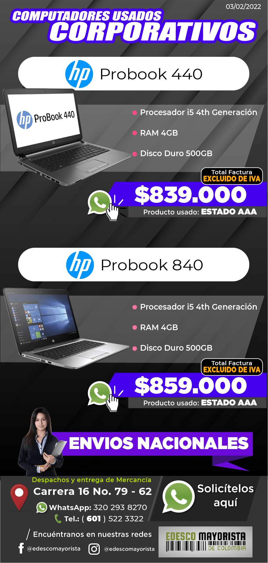 Portátil HP Probook 440 / 840