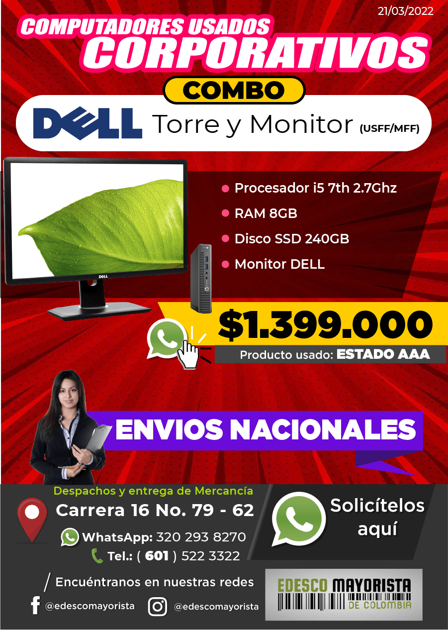 Combo Torre + Monitor DELL i5 7th