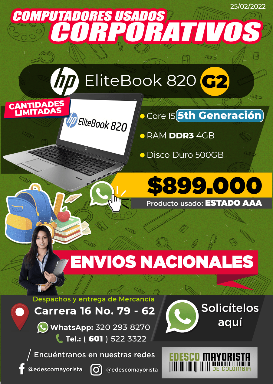 Portatil HP EliteBook 820 G2