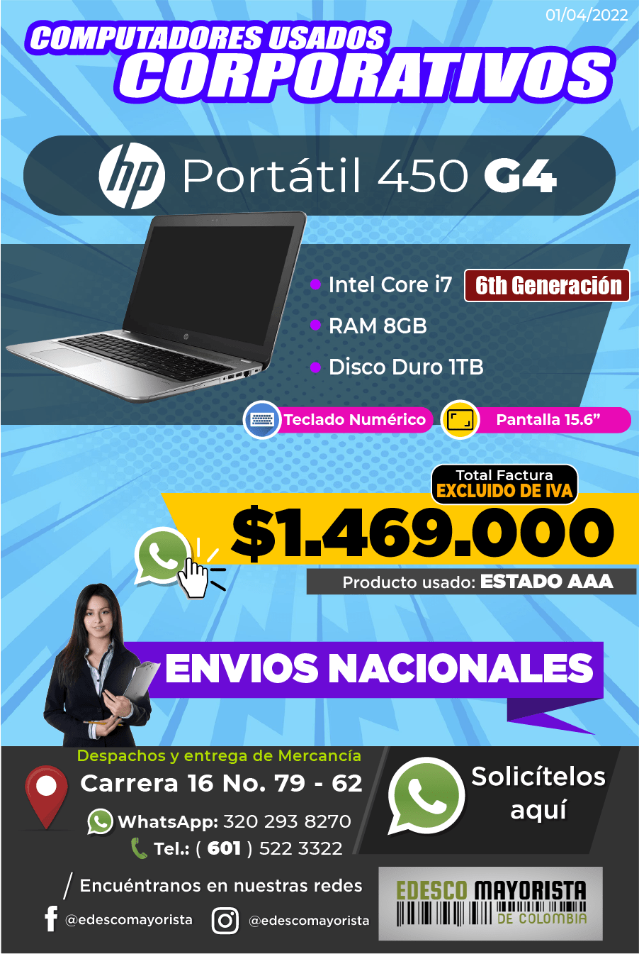 Portátil HP 450 G4