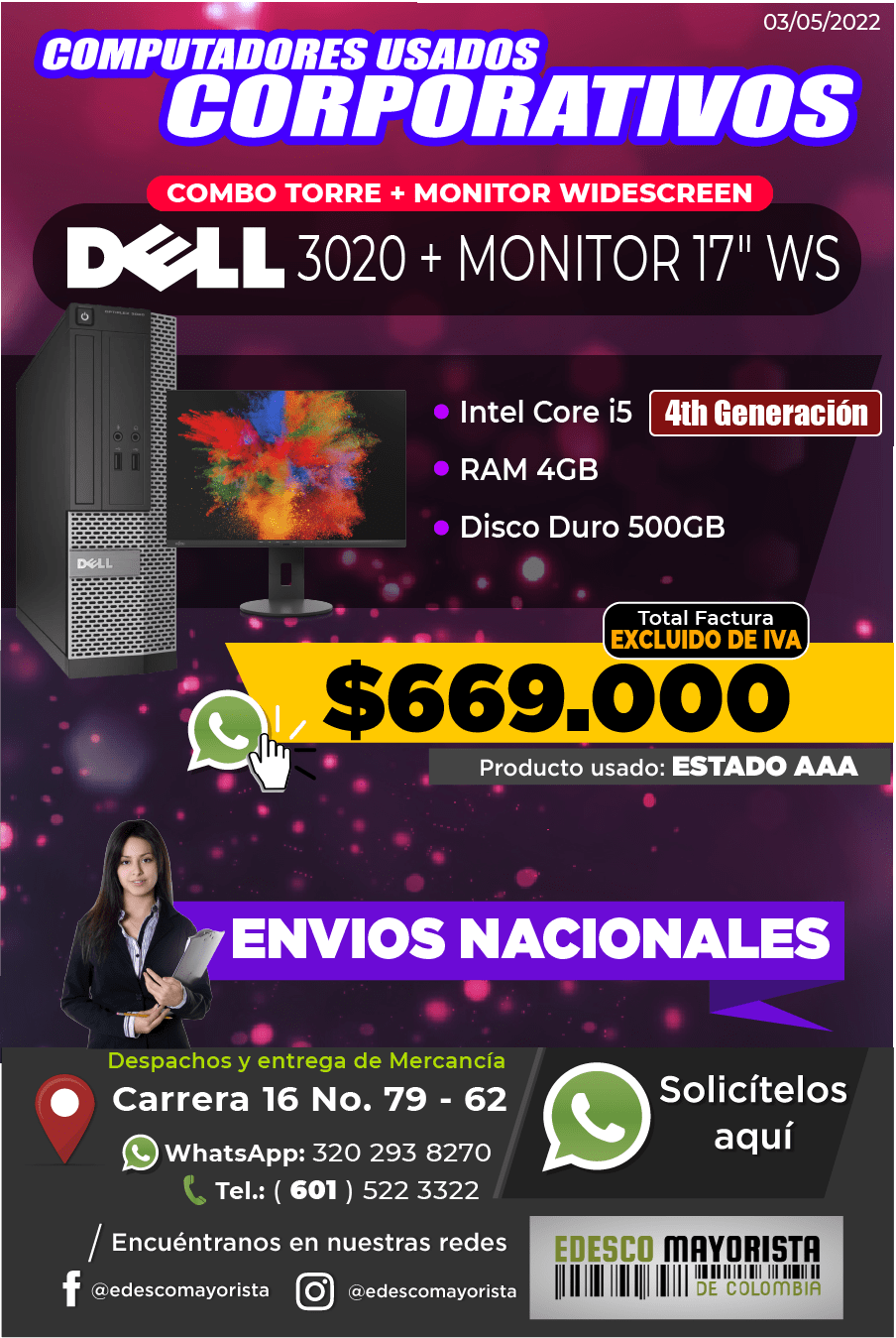 Combo Torre DELL 3020 + Monitor 17