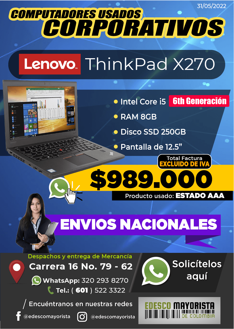 Portátil Lenovo ThinkPad X270