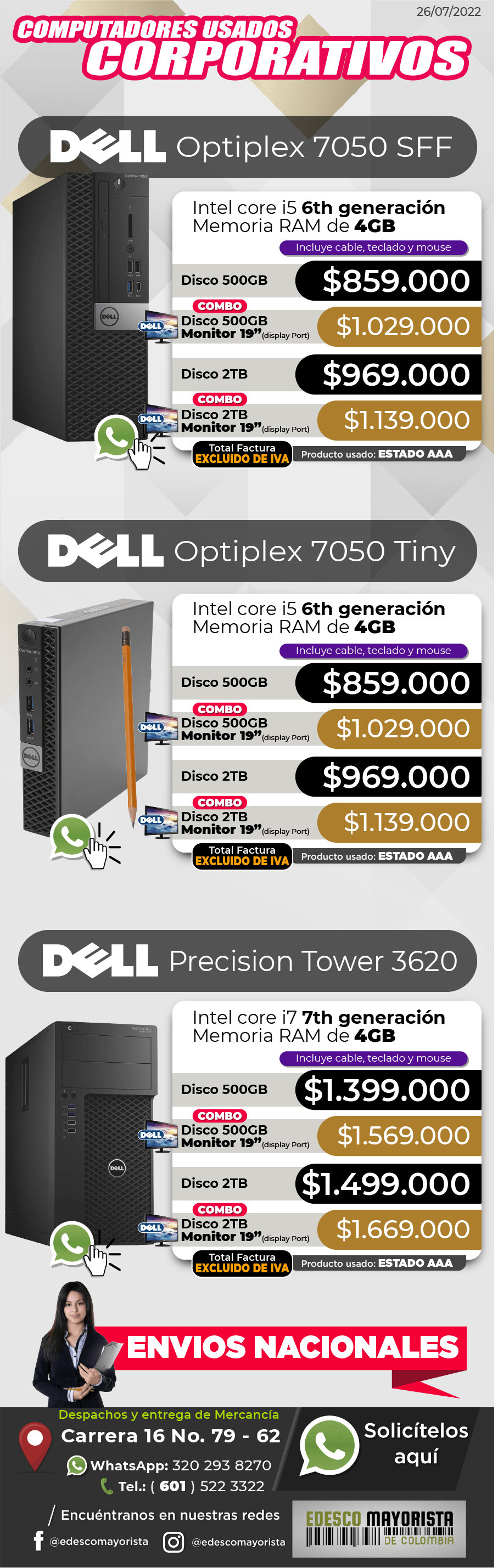 Torres DELL Optiplex 7050 / Precision 3620