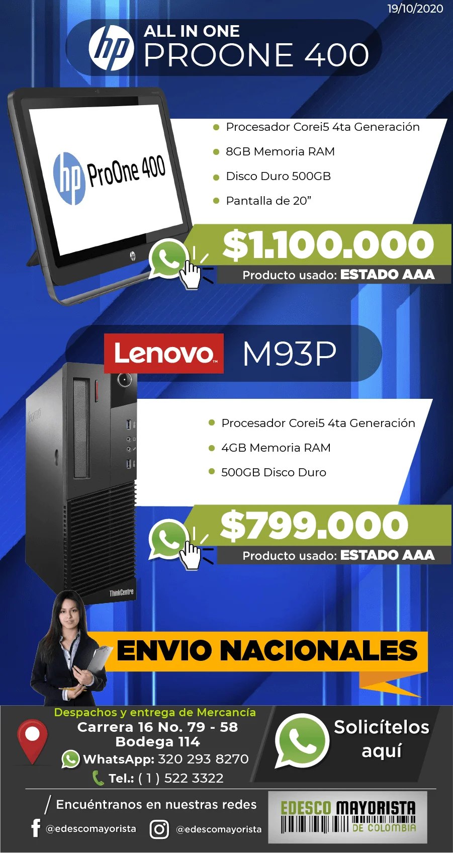 All In One HP ProOne 400 - Lenovo M93P