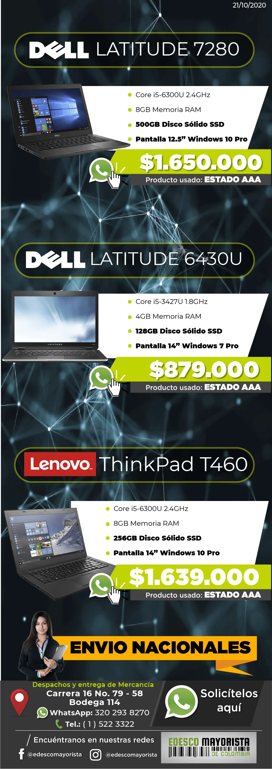 DELL 7280 500GB SSD - Lenovo T460 128GB SSD - DELL 6430U 256GB SSD