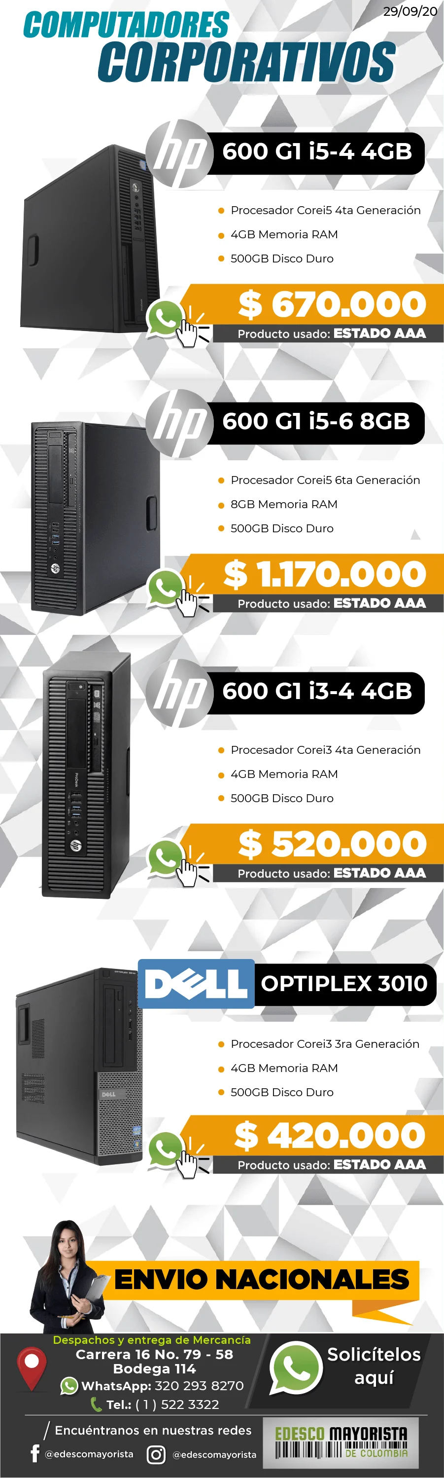 HP 600 G1 Core i5-4, i5-6, i3-4 - DELL Optiplex 3010