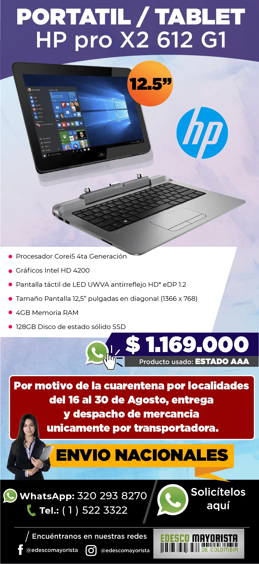 Portátil Tablet HP Pro X2