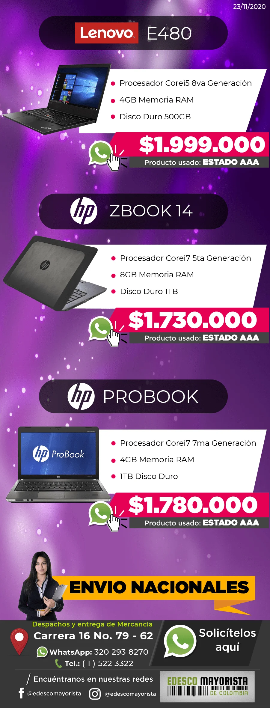 Lenovo E480 i5 - HP Zbook i7 - HP Probook
