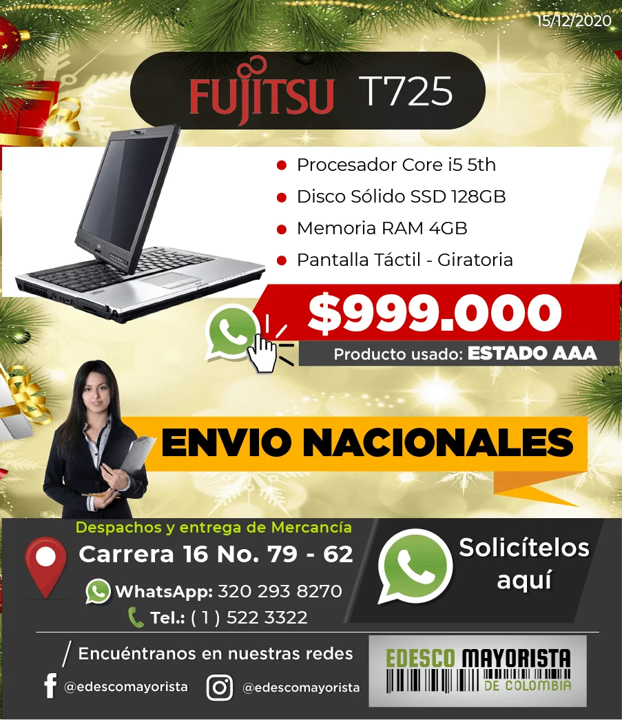 Portátil Fujitsu T725 táctil